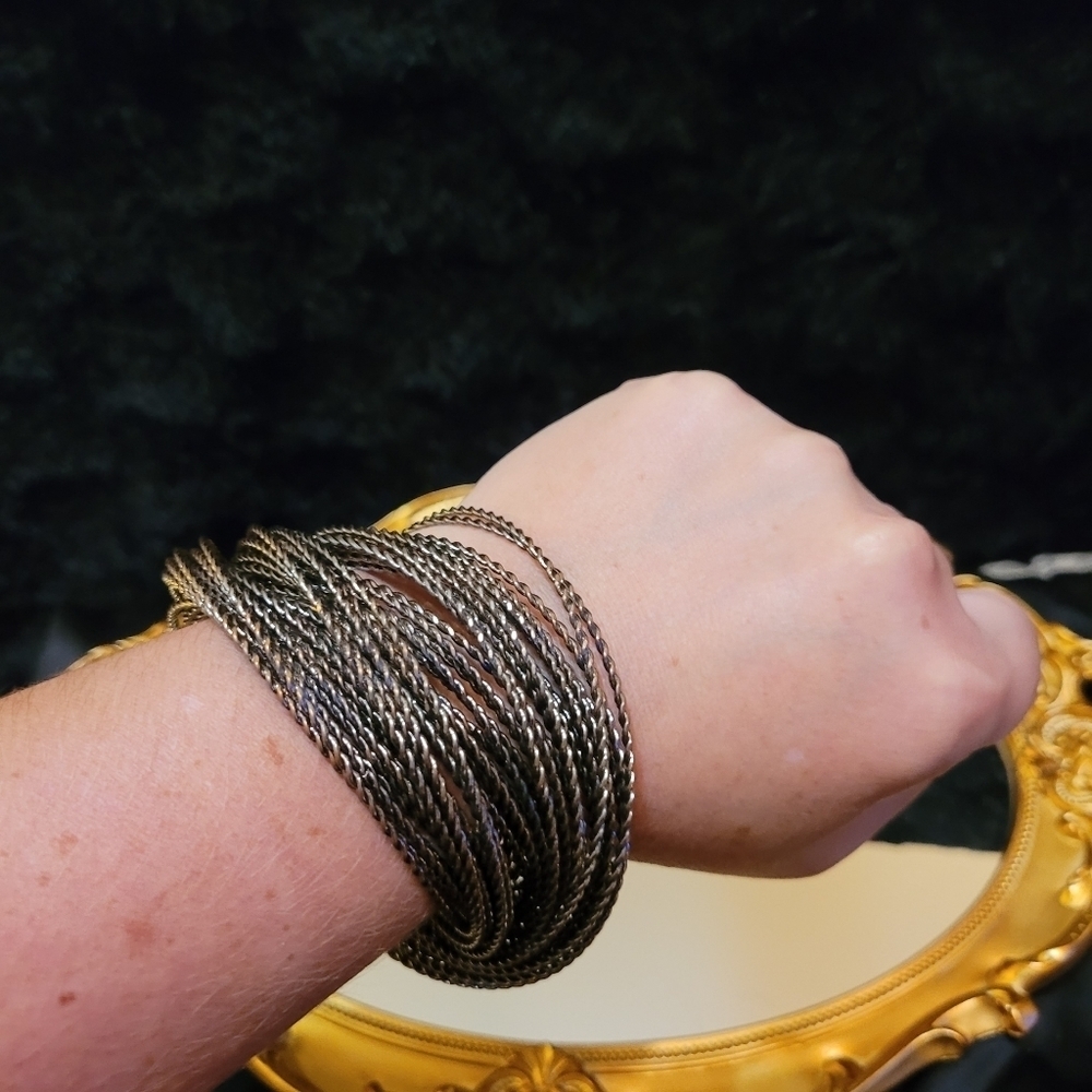 VINTAGE GUNMETAL MULTI-BANGLE TWISTED BRACELET - Picture 16 of 16